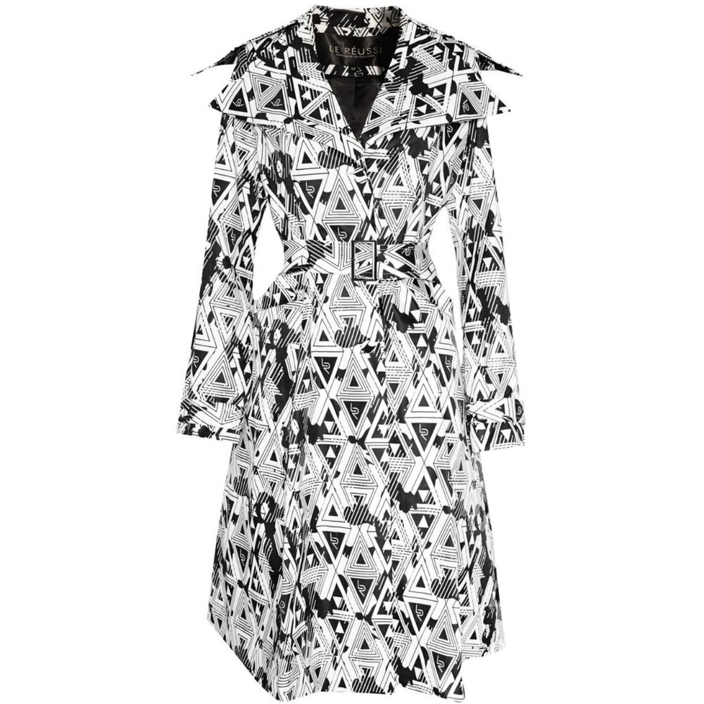 Amour Geometric Long Trench Coat – Modern Women’s Outerwear